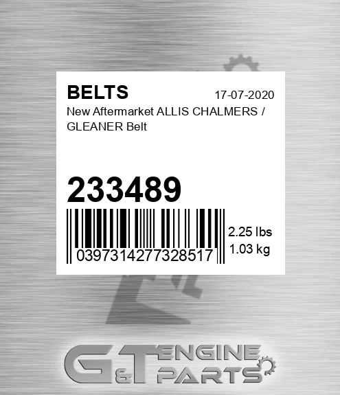 233489 New Aftermarket ALLIS CHALMERS / GLEANER Belt