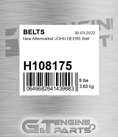 H108175 New Aftermarket JOHN DEERE Belt