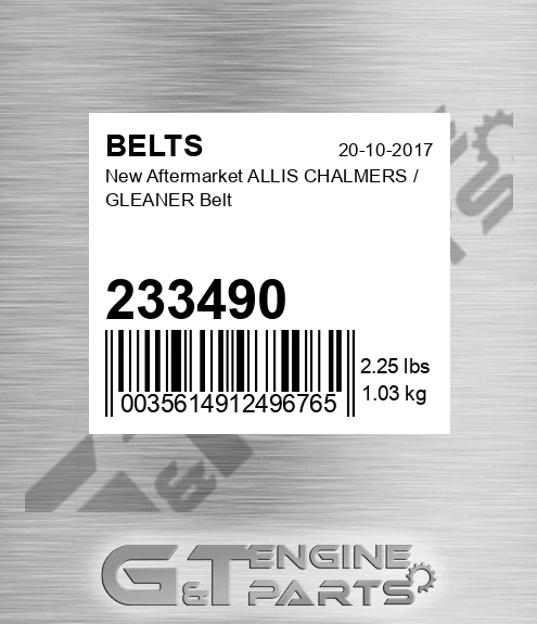 233490 New Aftermarket ALLIS CHALMERS / GLEANER Belt