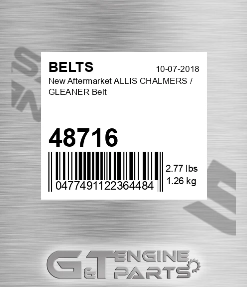 48716 New Aftermarket ALLIS CHALMERS / GLEANER Belt