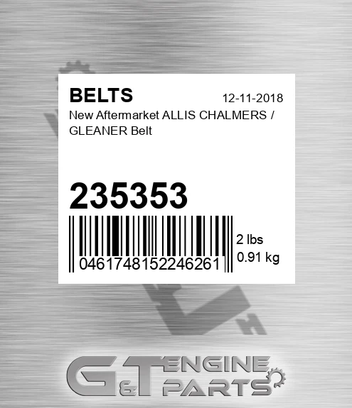 235353 New Aftermarket ALLIS CHALMERS / GLEANER Belt