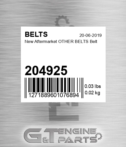 204925 New Aftermarket OTHER BELTS Belt