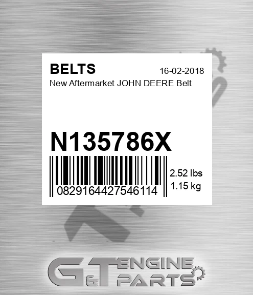 N135786X New Aftermarket JOHN DEERE Belt
