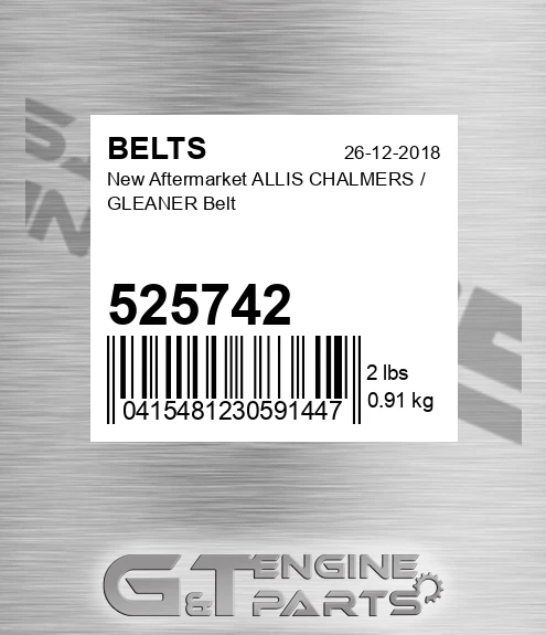 525742 New Aftermarket ALLIS CHALMERS / GLEANER Belt