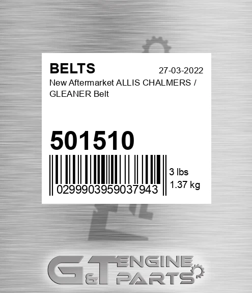 501510 New Aftermarket ALLIS CHALMERS / GLEANER Belt