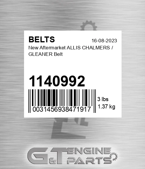 1140992 New Aftermarket ALLIS CHALMERS / GLEANER Belt
