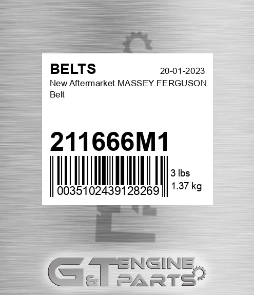 211666M1 New Aftermarket MASSEY FERGUSON Belt
