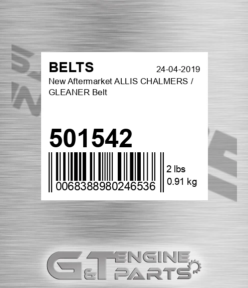 501542 New Aftermarket ALLIS CHALMERS / GLEANER Belt