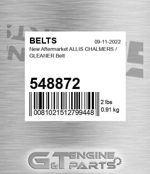 548872 New Aftermarket ALLIS CHALMERS / GLEANER Belt
