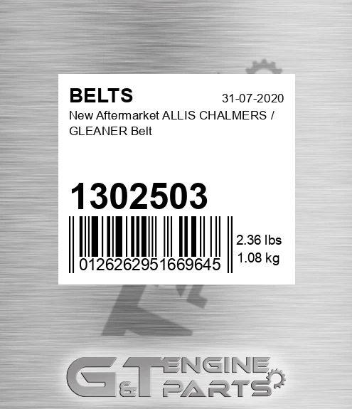 1302503 New Aftermarket ALLIS CHALMERS / GLEANER Belt