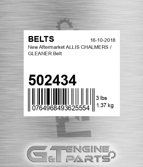 502434 New Aftermarket ALLIS CHALMERS / GLEANER Belt