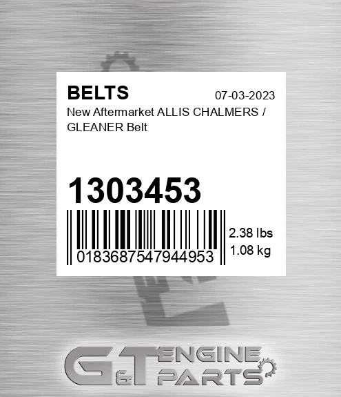 1303453 New Aftermarket ALLIS CHALMERS / GLEANER Belt