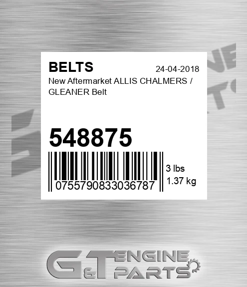 548875 New Aftermarket ALLIS CHALMERS / GLEANER Belt