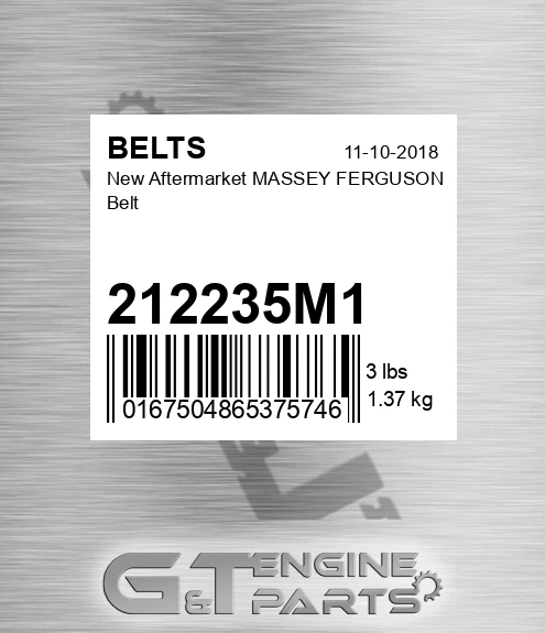 212235M1 New Aftermarket MASSEY FERGUSON Belt