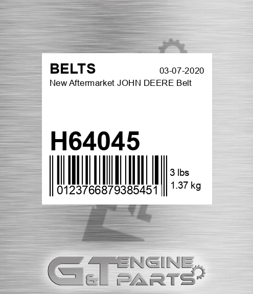 H64045 New Aftermarket JOHN DEERE Belt
