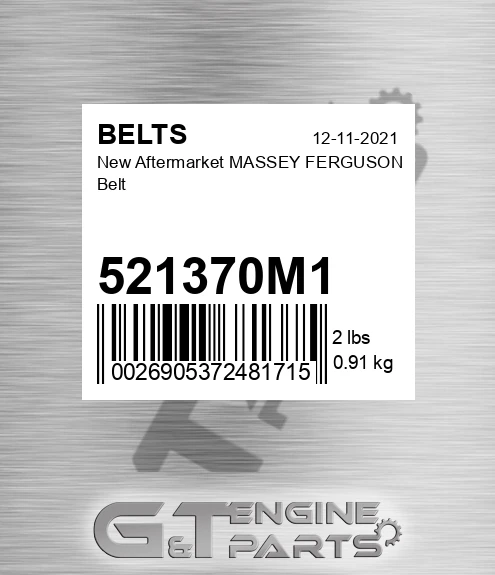 521370M1 New Aftermarket MASSEY FERGUSON Belt