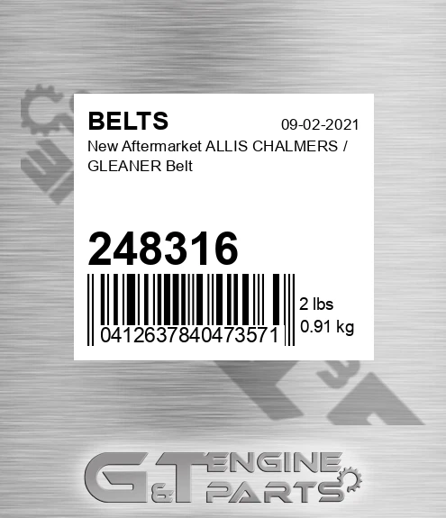 248316 New Aftermarket ALLIS CHALMERS / GLEANER Belt