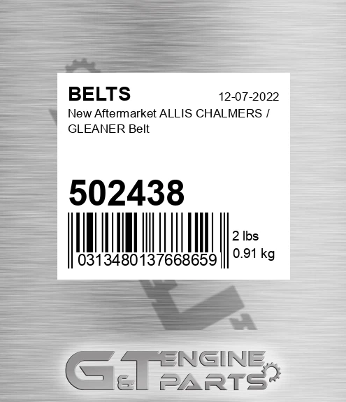 502438 New Aftermarket ALLIS CHALMERS / GLEANER Belt