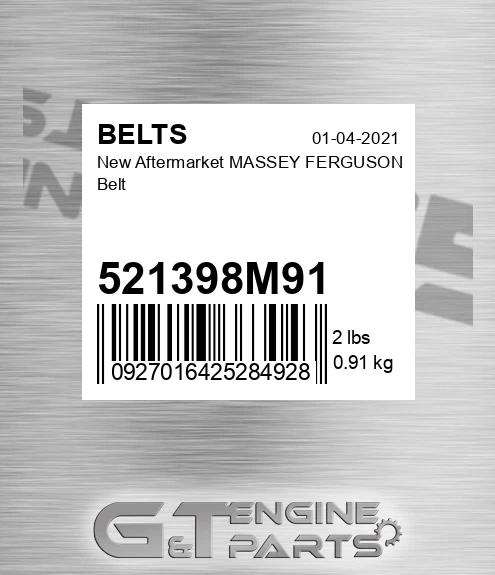 521398M91 New Aftermarket MASSEY FERGUSON Belt