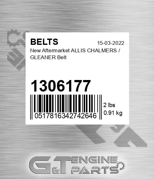 1306177 New Aftermarket ALLIS CHALMERS / GLEANER Belt