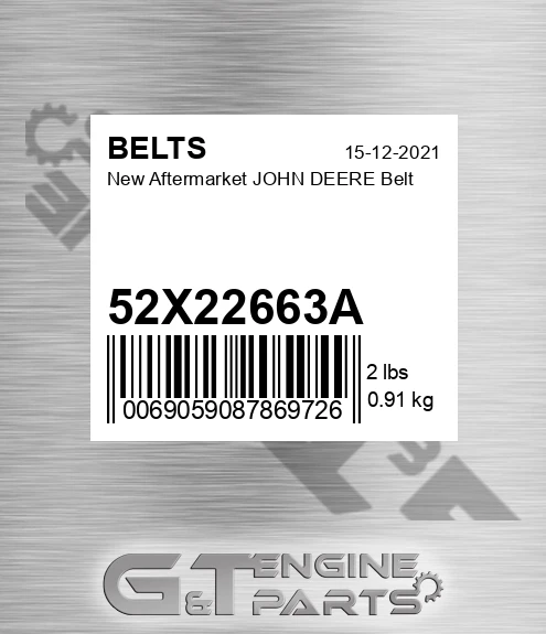 52X22663A New Aftermarket JOHN DEERE Belt