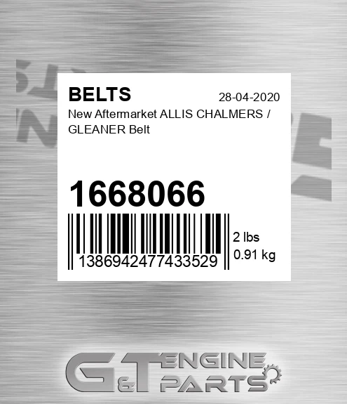 1668066 New Aftermarket ALLIS CHALMERS / GLEANER Belt