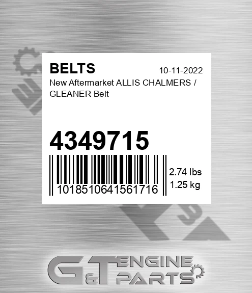 4349715 New Aftermarket ALLIS CHALMERS / GLEANER Belt