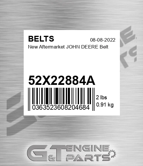 52X22884A New Aftermarket JOHN DEERE Belt