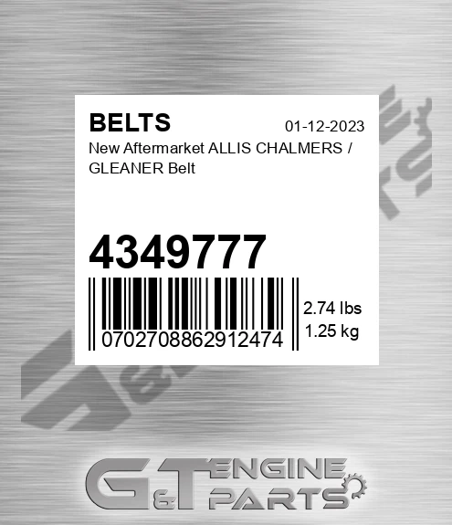 4349777 New Aftermarket ALLIS CHALMERS / GLEANER Belt