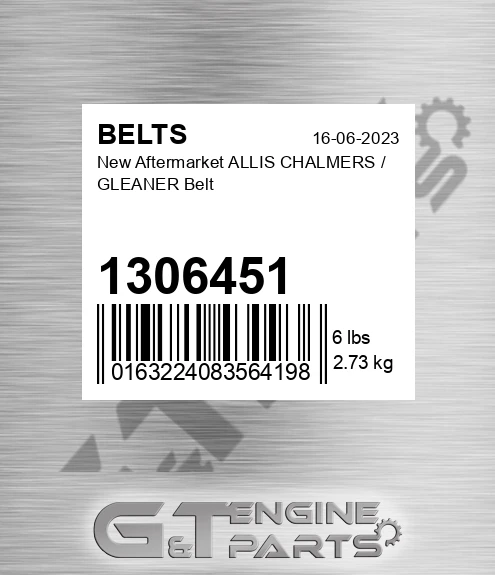 1306451 New Aftermarket ALLIS CHALMERS / GLEANER Belt
