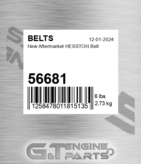 56681 New Aftermarket HESSTON Belt