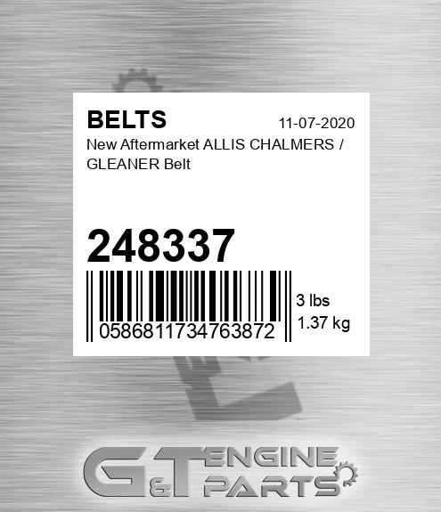 248337 New Aftermarket ALLIS CHALMERS / GLEANER Belt
