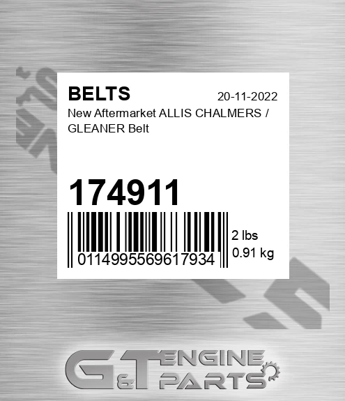 174911 New Aftermarket ALLIS CHALMERS / GLEANER Belt