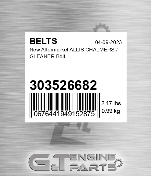 303526682 New Aftermarket ALLIS CHALMERS / GLEANER Belt