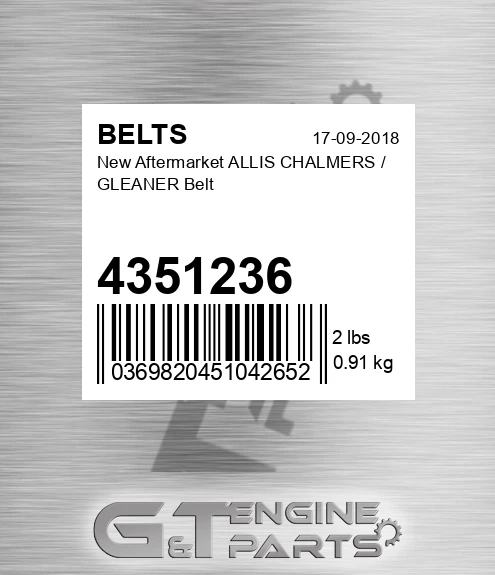 4351236 New Aftermarket ALLIS CHALMERS / GLEANER Belt