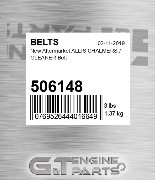 506148 New Aftermarket ALLIS CHALMERS / GLEANER Belt