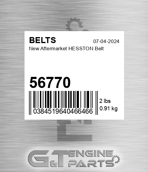 56770 New Aftermarket HESSTON Belt