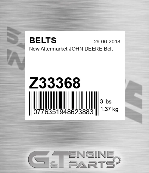 Z33368 New Aftermarket JOHN DEERE Belt