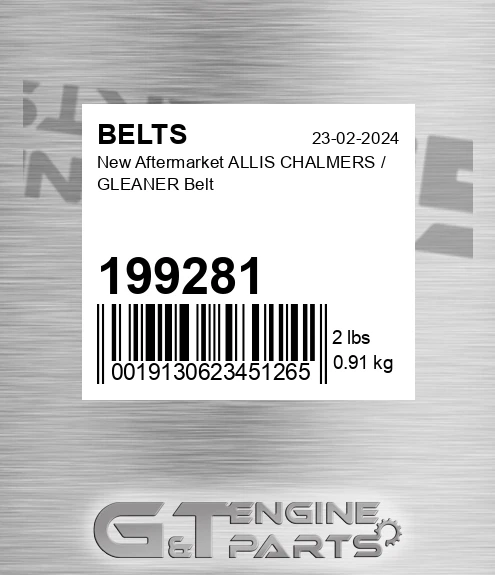 199281 New Aftermarket ALLIS CHALMERS / GLEANER Belt