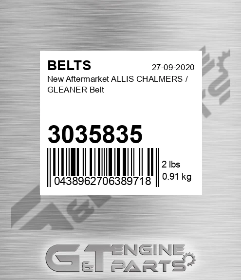 3035835 New Aftermarket ALLIS CHALMERS / GLEANER Belt