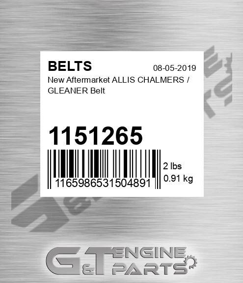 1151265 New Aftermarket ALLIS CHALMERS / GLEANER Belt