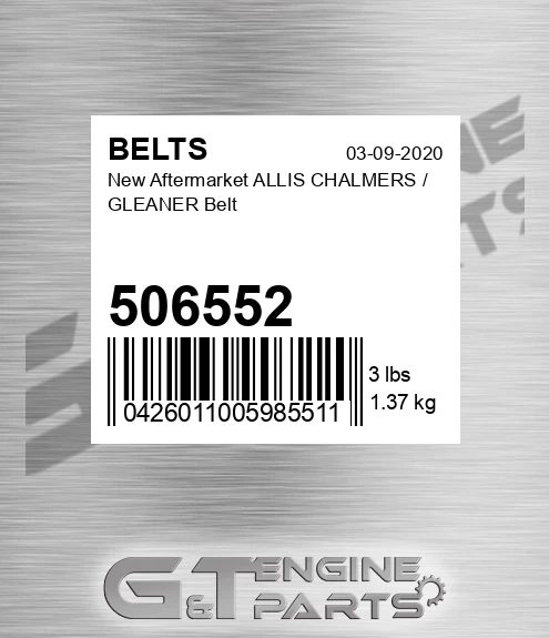 506552 New Aftermarket ALLIS CHALMERS / GLEANER Belt