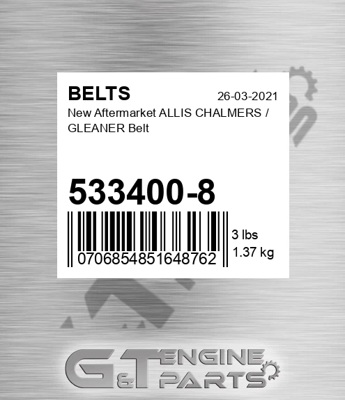 533400-8 New Aftermarket ALLIS CHALMERS / GLEANER Belt