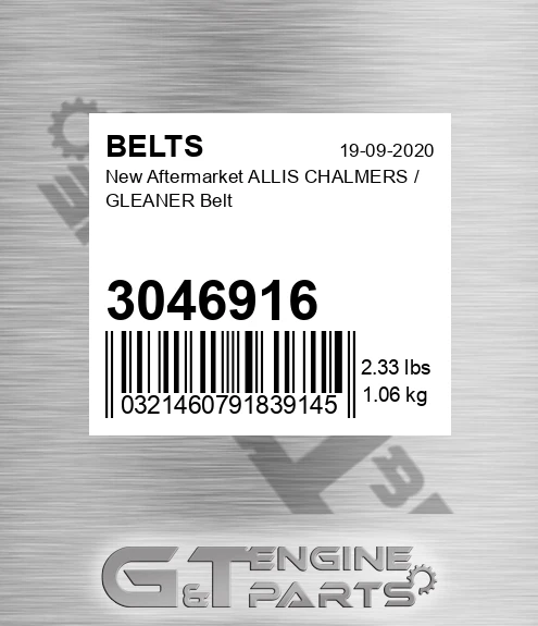 3046916 New Aftermarket ALLIS CHALMERS / GLEANER Belt