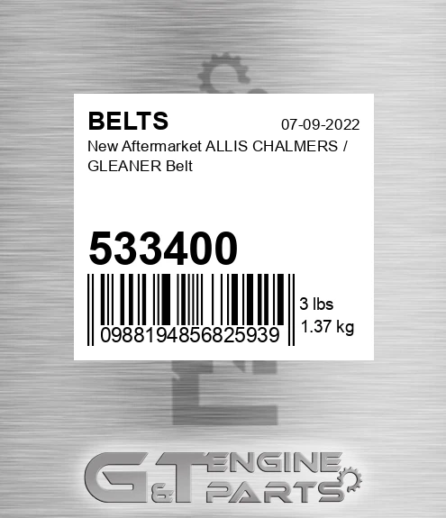 533400 New Aftermarket ALLIS CHALMERS / GLEANER Belt