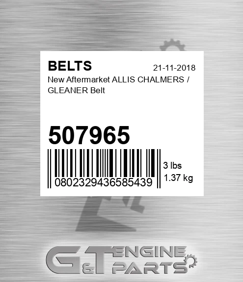 507965 New Aftermarket ALLIS CHALMERS / GLEANER Belt