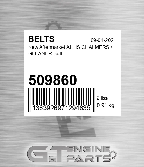 509860 New Aftermarket ALLIS CHALMERS / GLEANER Belt
