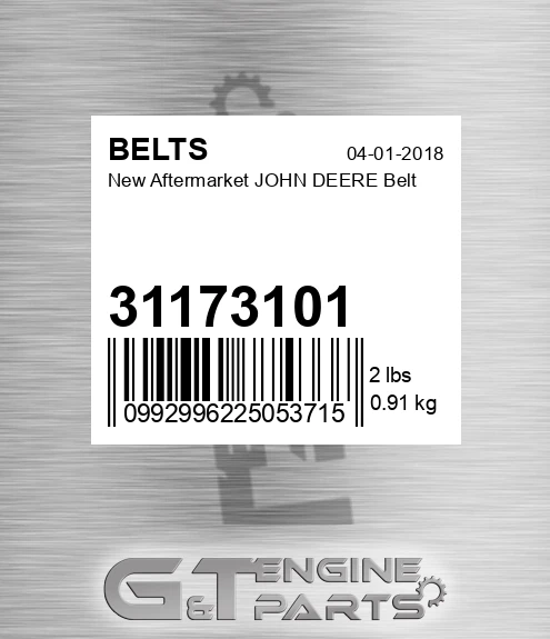 31173101 New Aftermarket JOHN DEERE Belt