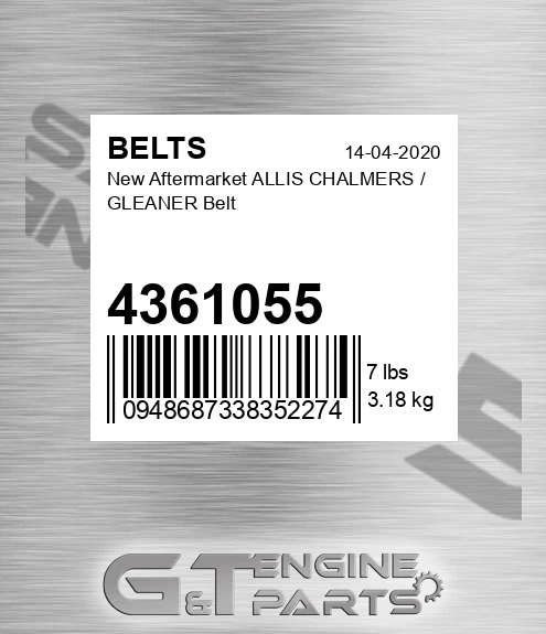 4361055 New Aftermarket ALLIS CHALMERS / GLEANER Belt