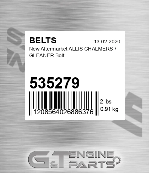 535279 New Aftermarket ALLIS CHALMERS / GLEANER Belt